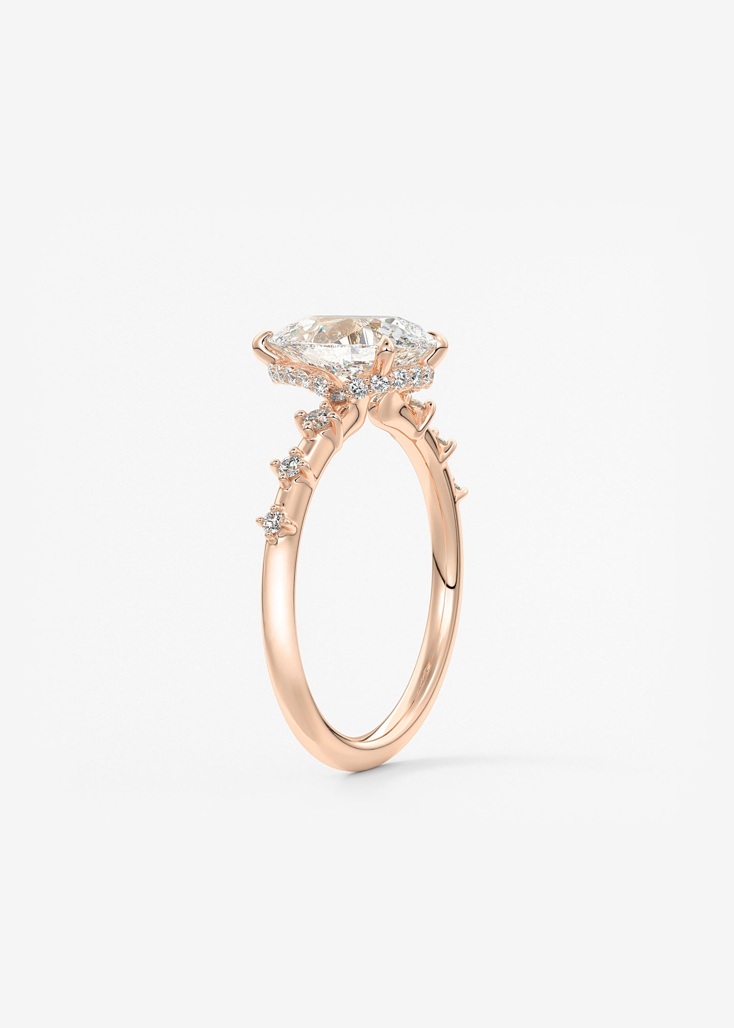 Pear Dainty Pave Lab Grown Diamond Engagement Ring