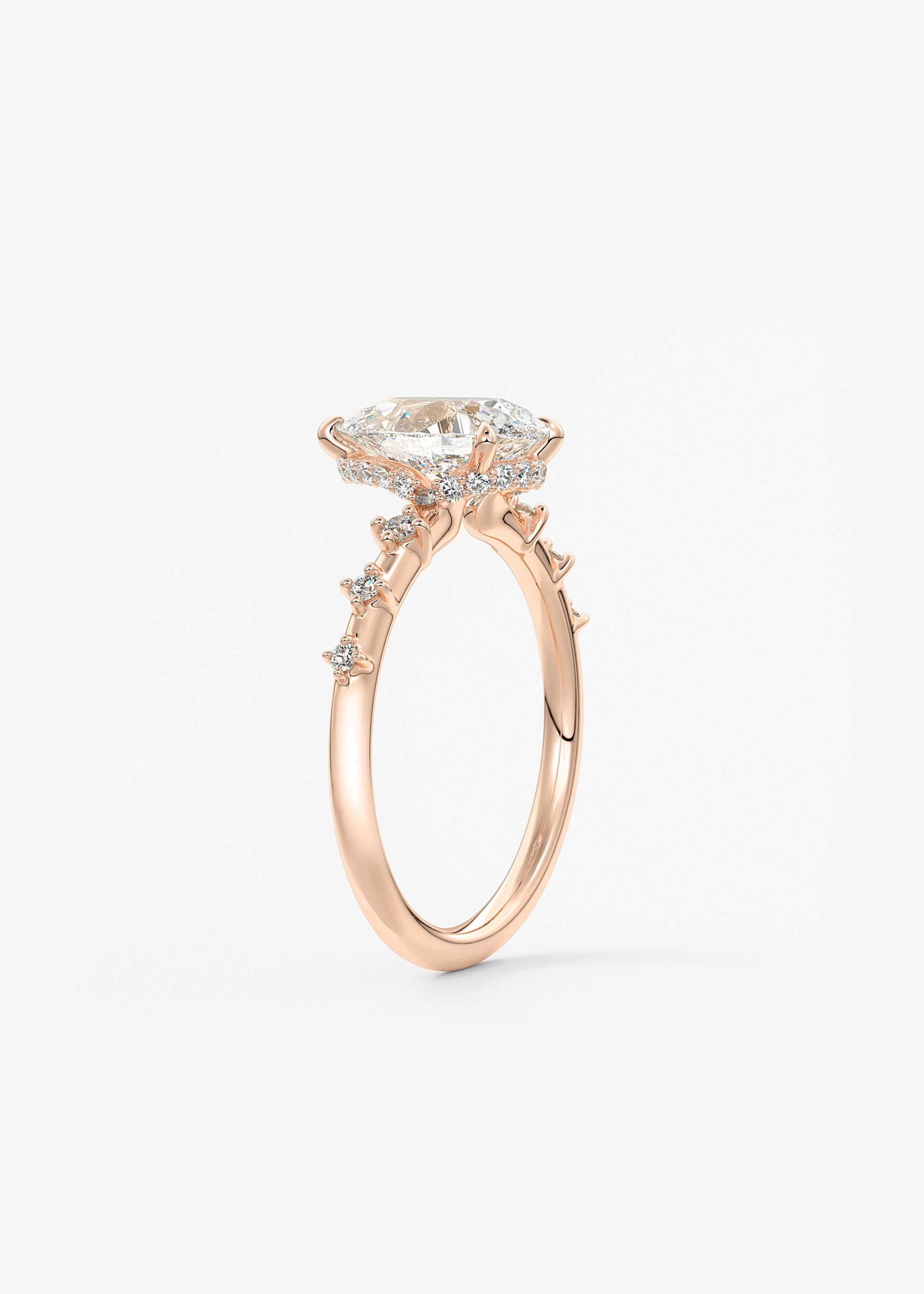Pear Dainty Pave Lab Grown Diamond Engagement Ring