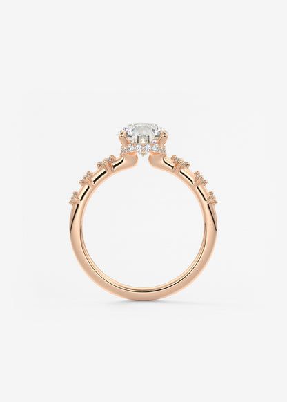 Pear Dainty Pave Lab Grown Diamond Engagement Ring