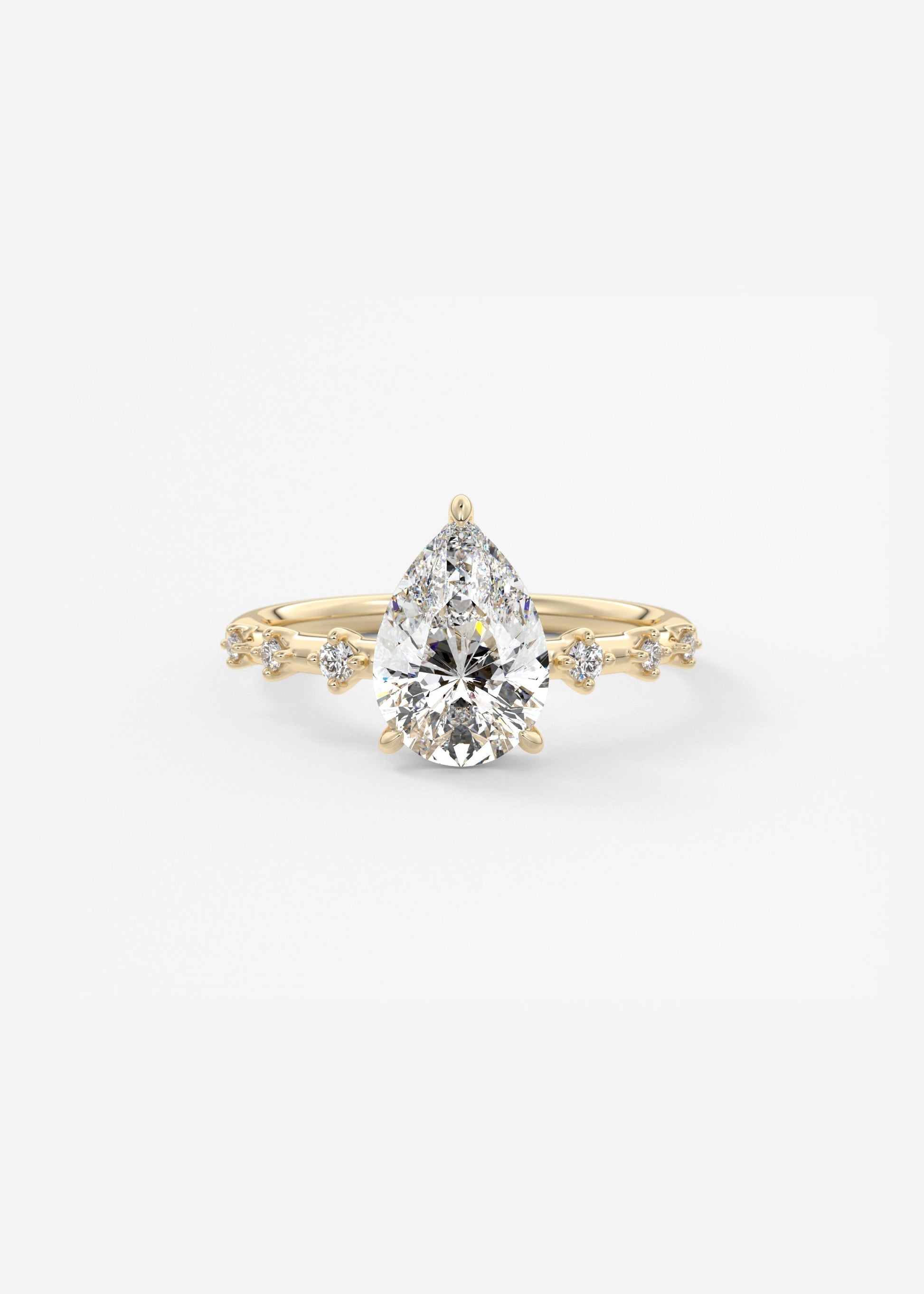 Pear Dainty Pave Lab Grown Diamond Engagement Ring
