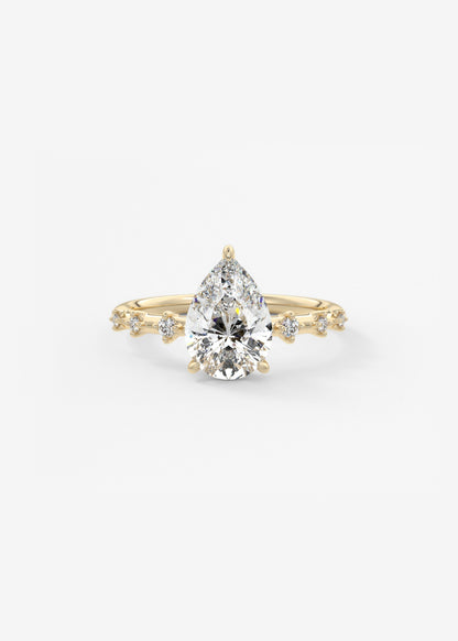 Pear Dainty Pave Lab Grown Diamond Engagement Ring
