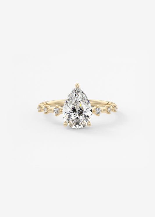 Pear Dainty Pave Lab Grown Diamond Engagement Ring