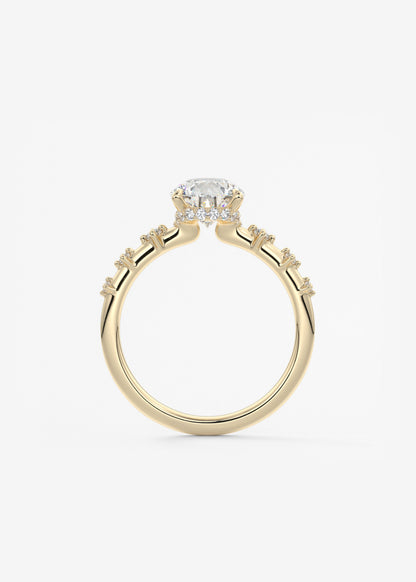 Pear Dainty Pave Lab Grown Diamond Engagement Ring
