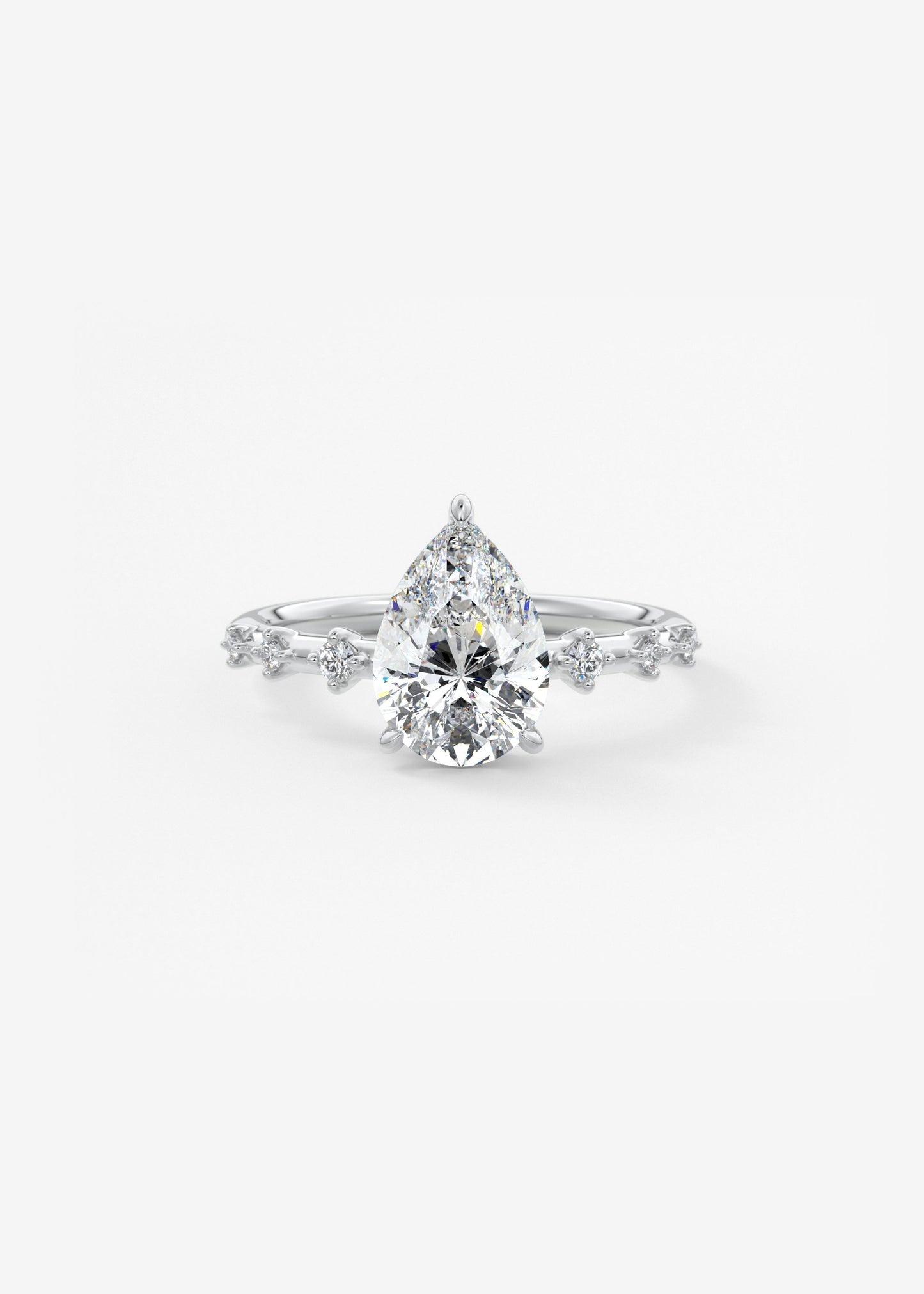 Pear Dainty Pave Lab Grown Diamond Engagement Ring