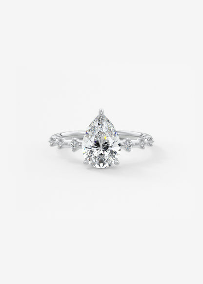 Pear Dainty Pave Lab Grown Diamond Engagement Ring
