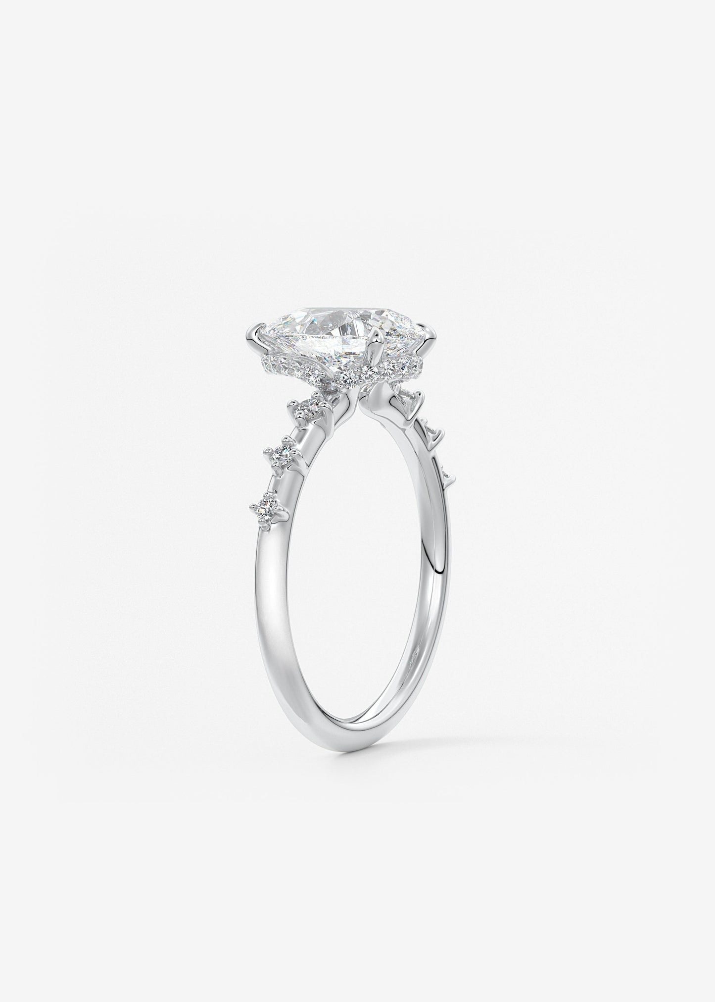 Pear Dainty Pave Lab Grown Diamond Engagement Ring
