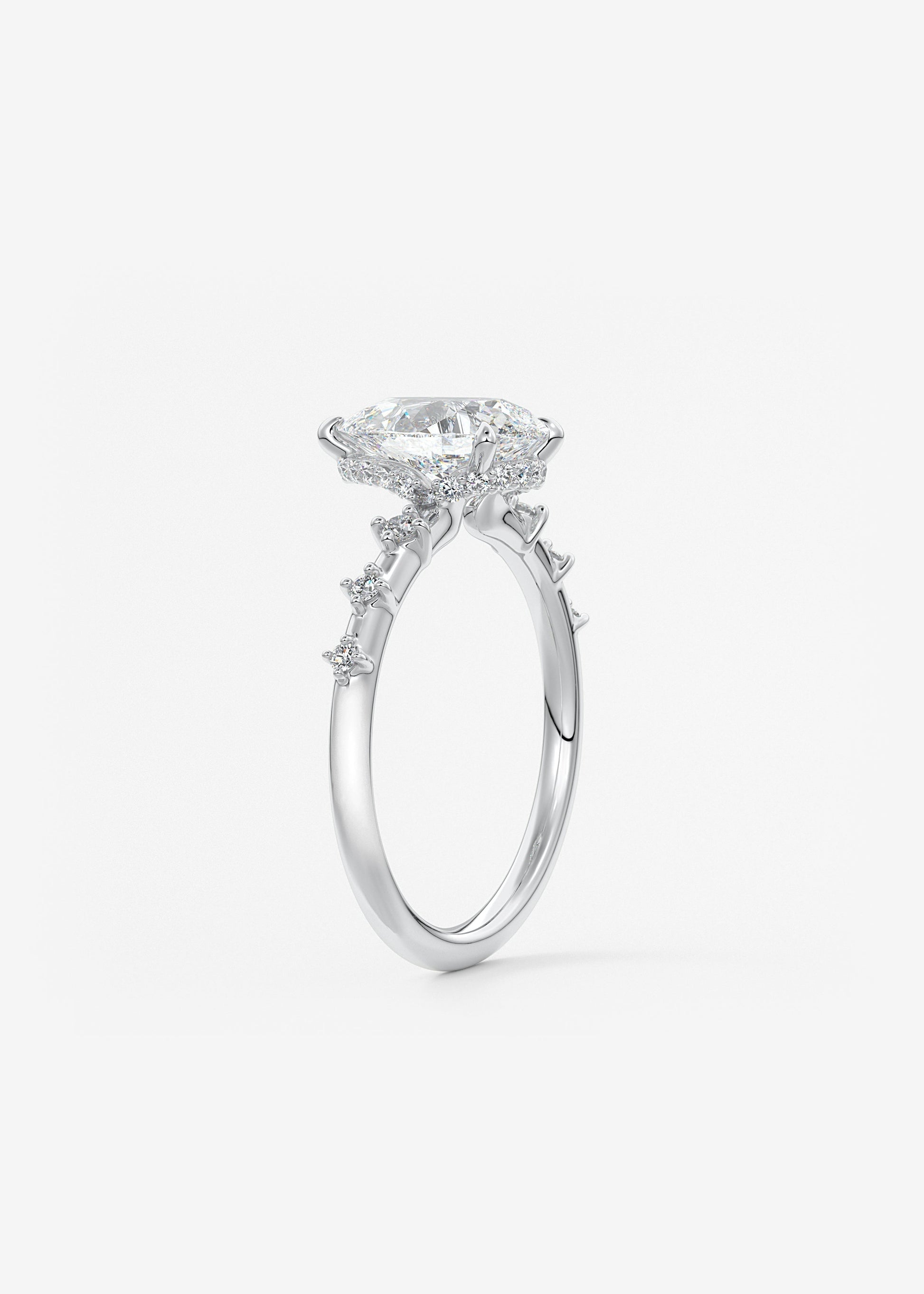 Pear Dainty Pave Lab Grown Diamond Engagement Ring