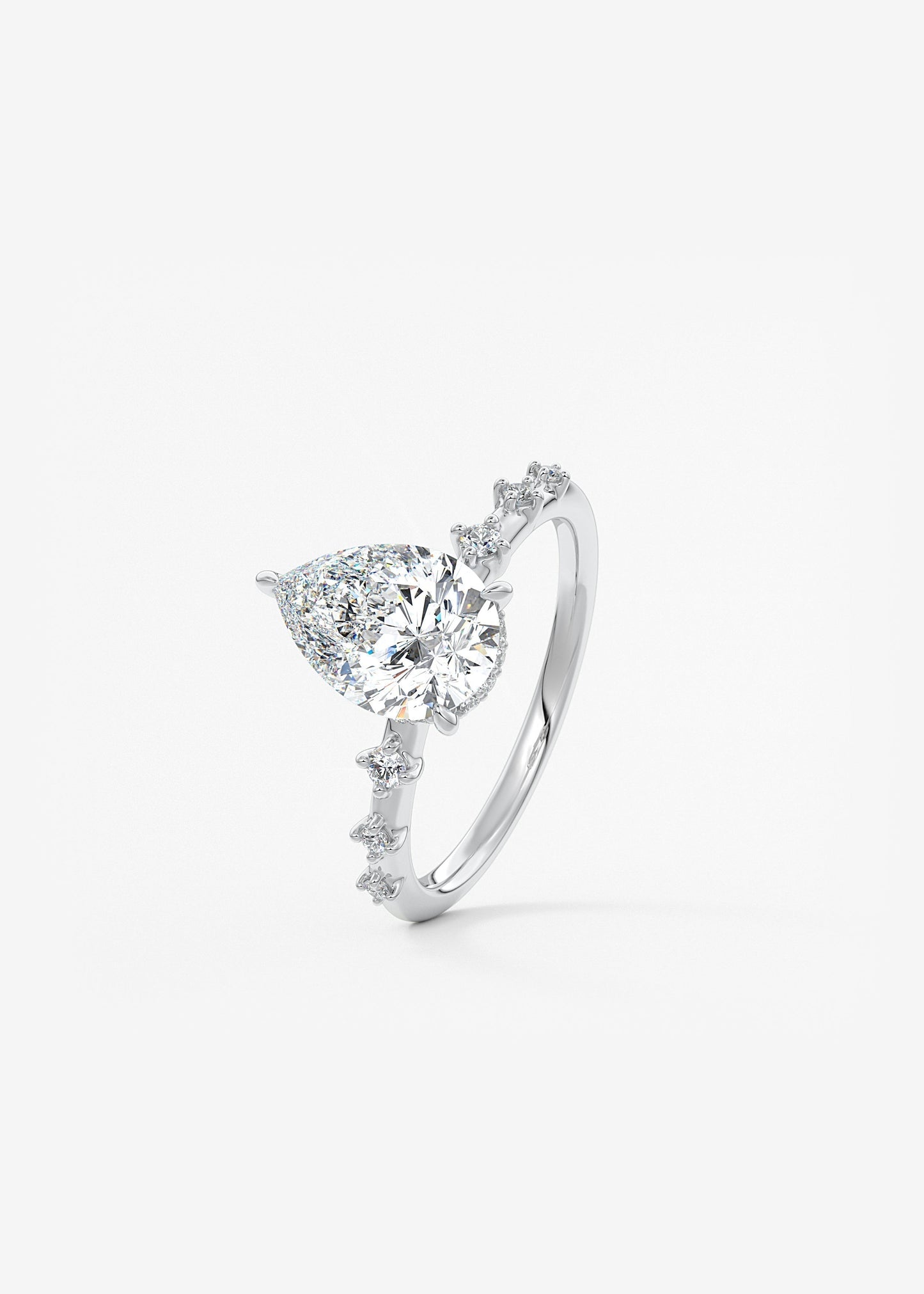 Pear Dainty Pave Lab Grown Diamond Engagement Ring