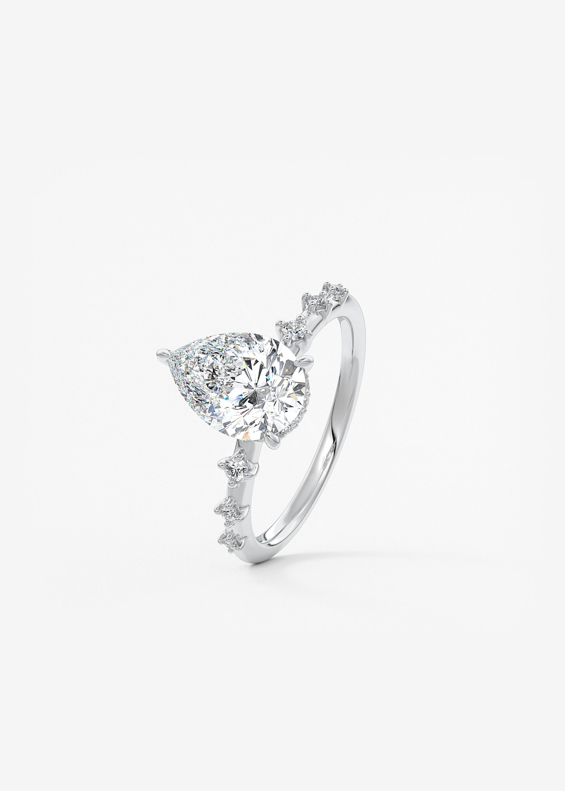 Pear Dainty Pave Lab Grown Diamond Engagement Ring