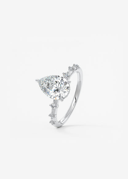 Pear Dainty Pave Lab Grown Diamond Engagement Ring