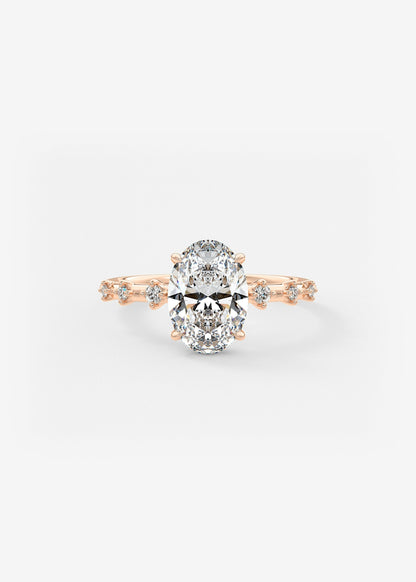 Oval Dainty Pave Lab Grown Diamond Engagement Ring