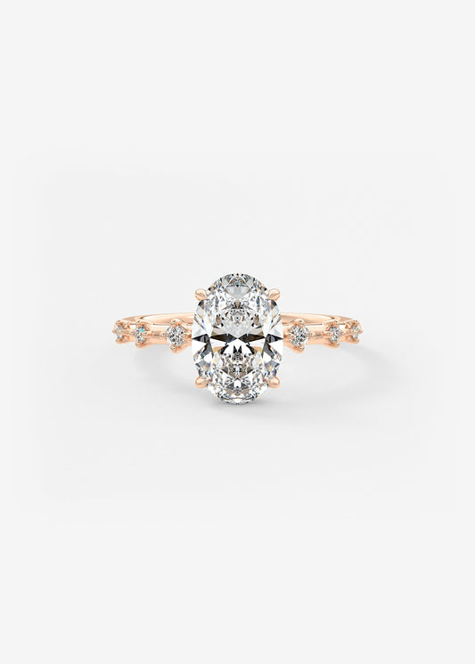 Oval Dainty Pave Lab Grown Diamond Engagement Ring