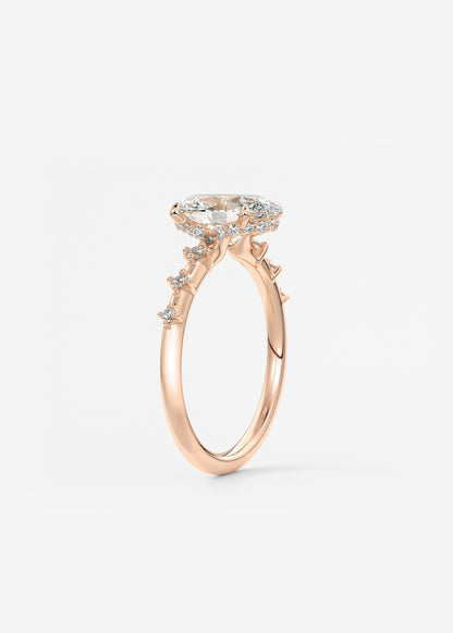 Oval Dainty Pave Lab Grown Diamond Engagement Ring
