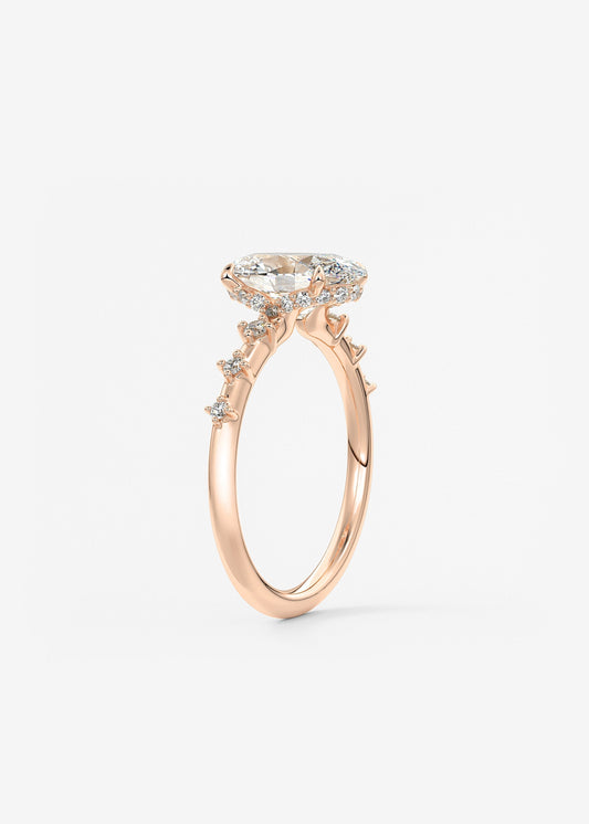 Oval Dainty Pave Lab Grown Diamond Engagement Ring