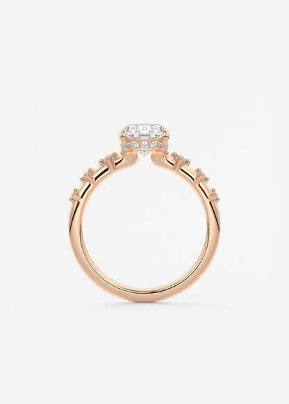 Oval Dainty Pave Lab Grown Diamond Engagement Ring