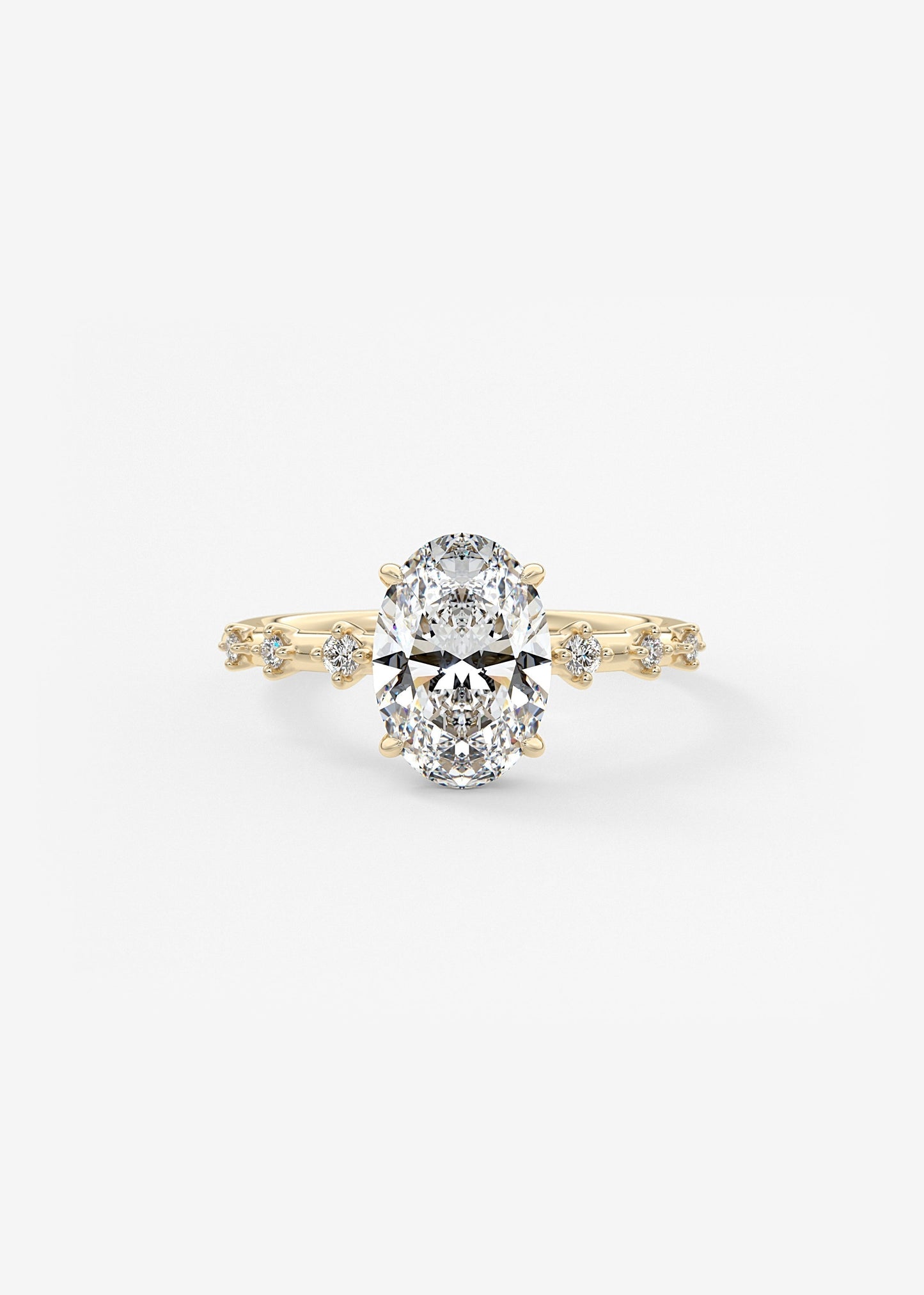 Oval Dainty Pave Lab Grown Diamond Engagement Ring