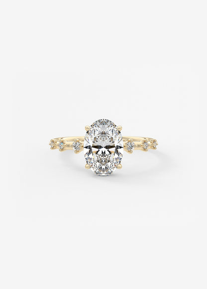 Oval Dainty Pave Lab Grown Diamond Engagement Ring