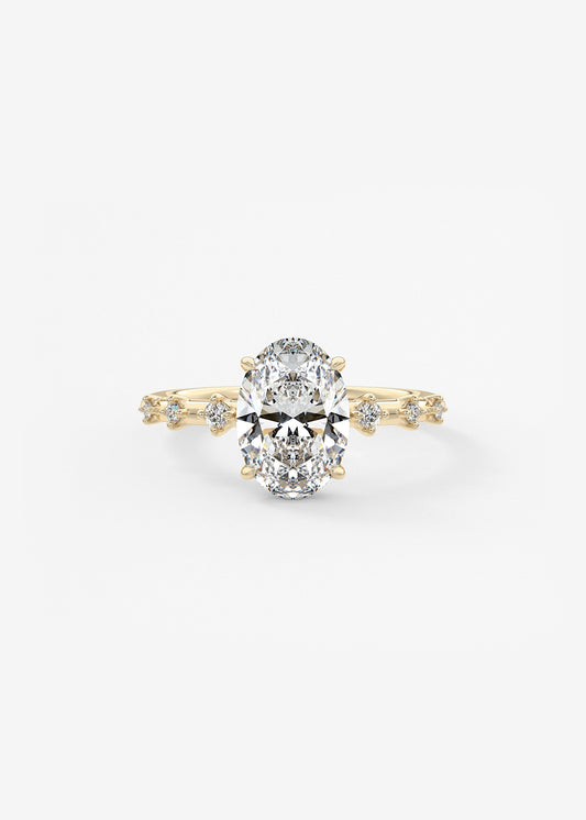 Oval Dainty Pave Lab Grown Diamond Engagement Ring