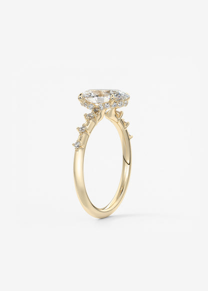 Oval Dainty Pave Lab Grown Diamond Engagement Ring