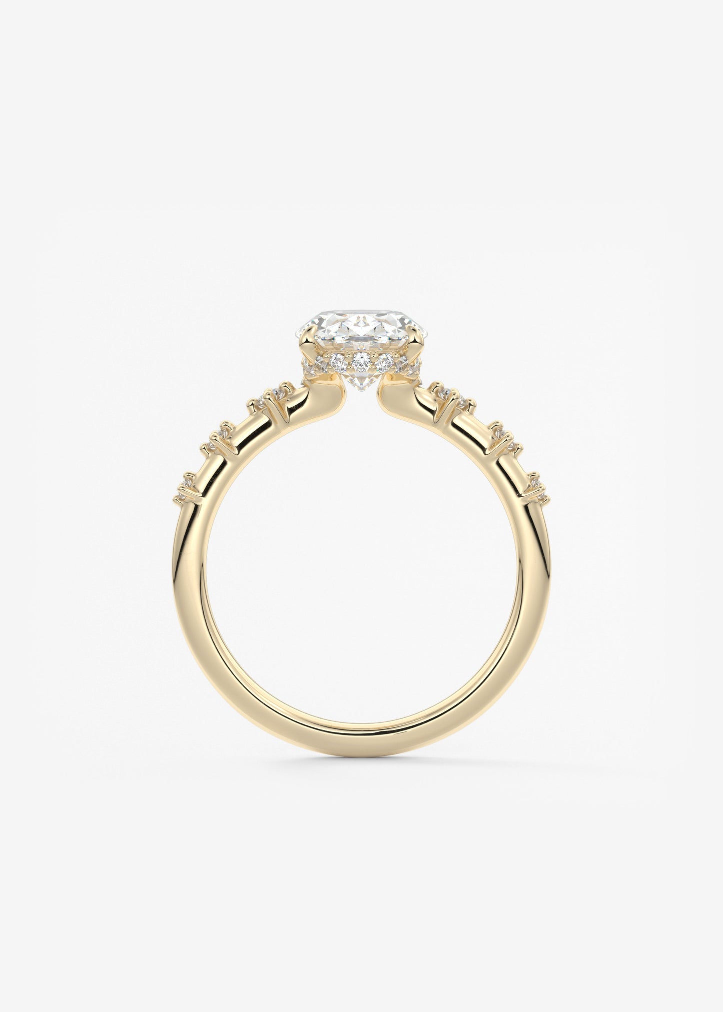 Oval Dainty Pave Lab Grown Diamond Engagement Ring