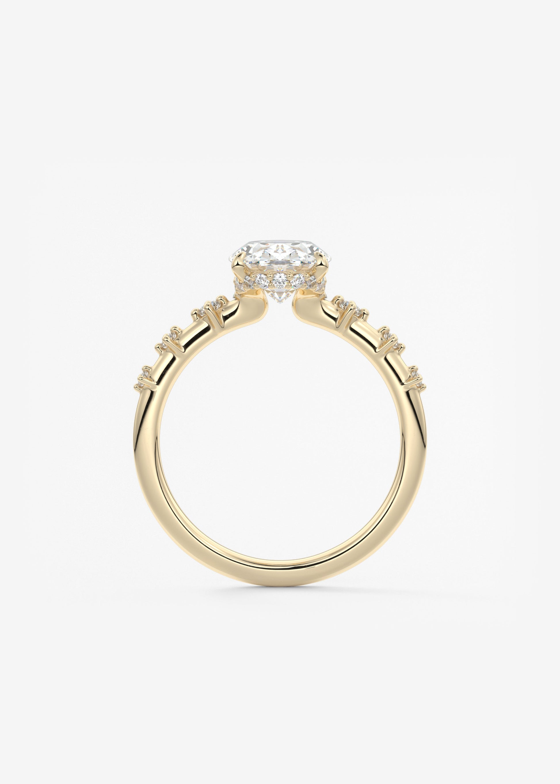 Oval Dainty Pave Lab Grown Diamond Engagement Ring