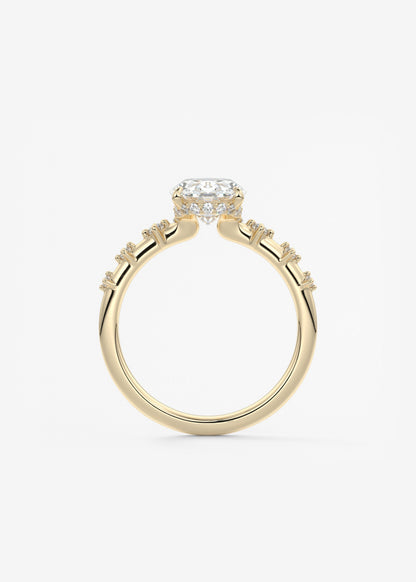 Oval Dainty Pave Lab Grown Diamond Engagement Ring