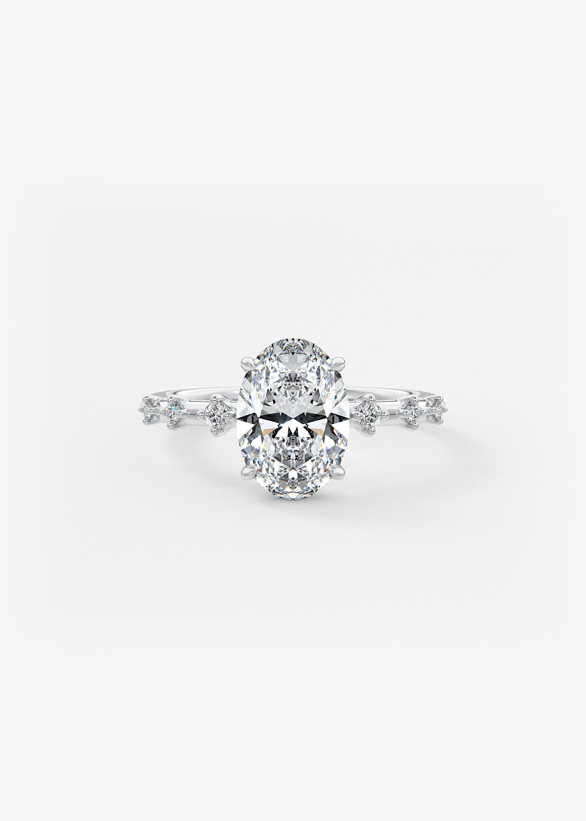 Oval Dainty Pave Lab Grown Diamond Engagement Ring