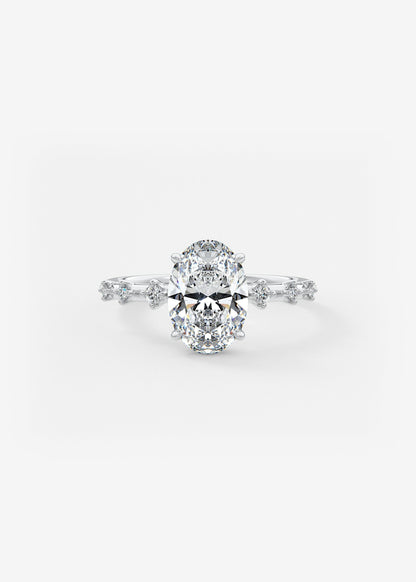 Oval Dainty Pave Lab Grown Diamond Engagement Ring