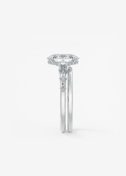 Oval Dainty Pave Lab Grown Diamond Engagement Ring