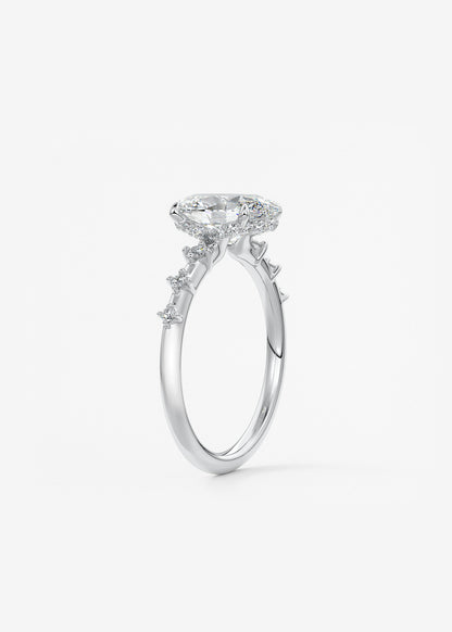 Oval Dainty Pave Lab Grown Diamond Engagement Ring