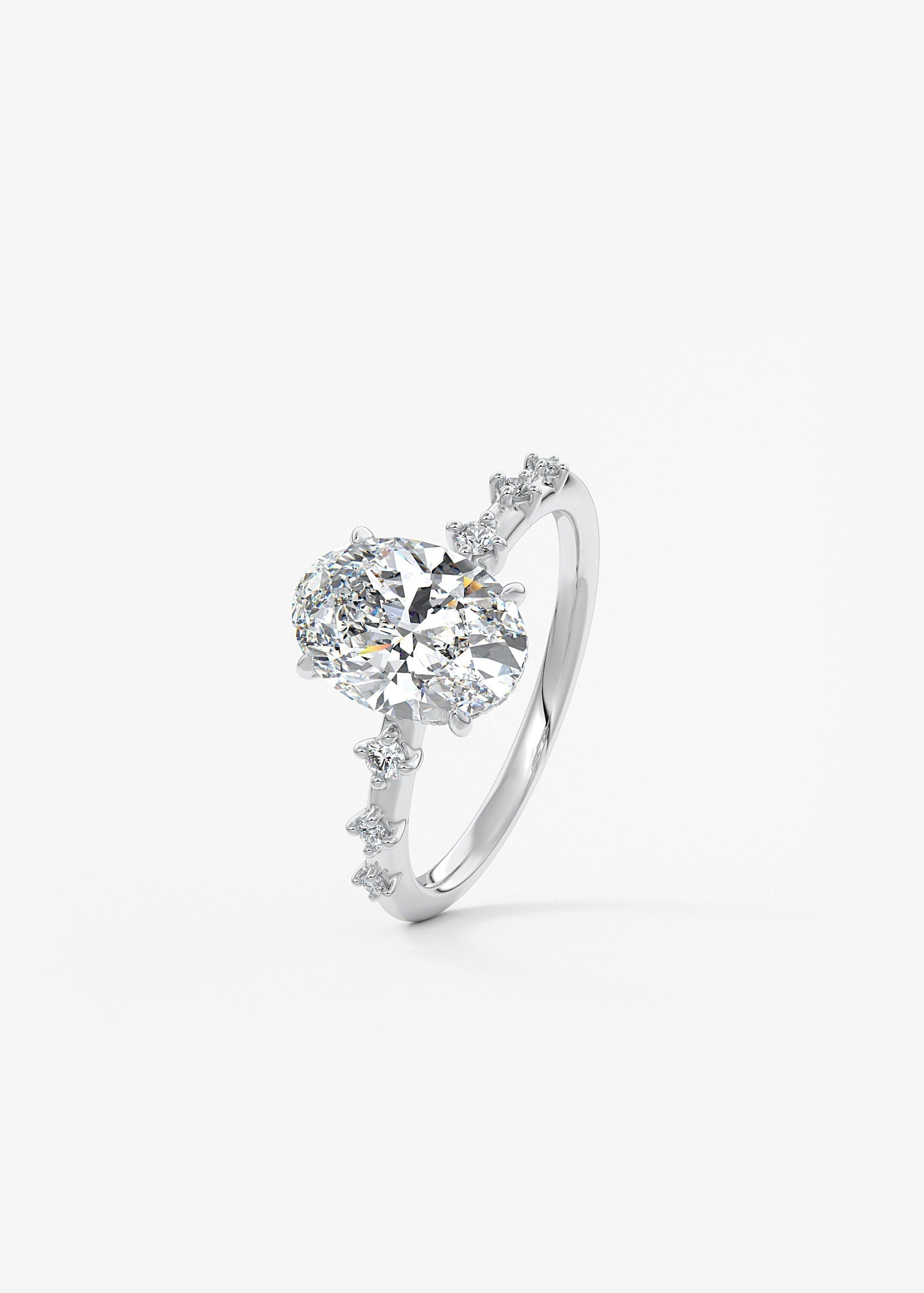 Oval Dainty Pave Lab Grown Diamond Engagement Ring