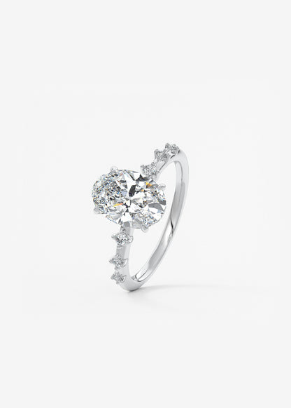 Oval Dainty Pave Lab Grown Diamond Engagement Ring