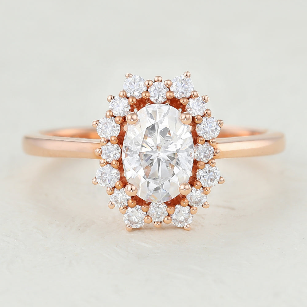 Oval Cluster Lab-Grown Diamond Engagement Ring