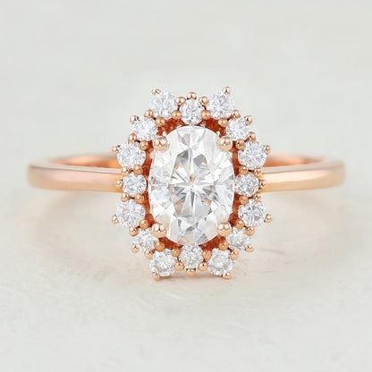 Oval Cluster Lab-Grown Diamond Engagement Ring