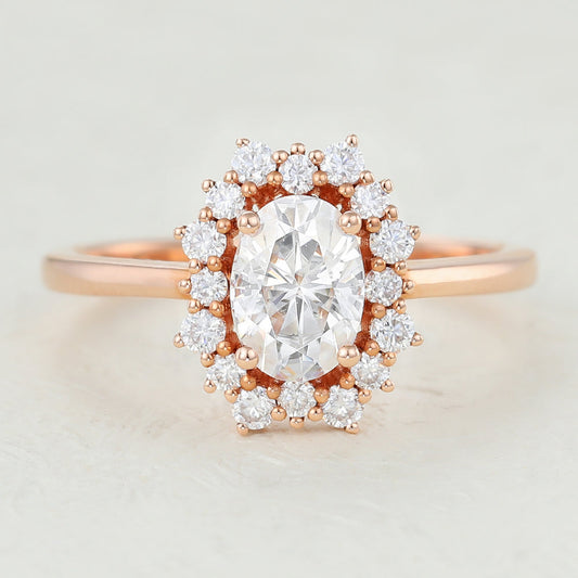 Oval Cluster Lab-Grown Diamond Engagement Ring