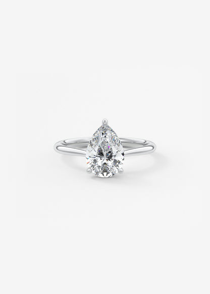 Pear Hidden Halo/ Cathedral Lab Grown Diamond Engagement Ring