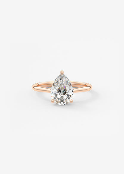 Pear Hidden Halo/ Cathedral Lab Grown Diamond Engagement Ring