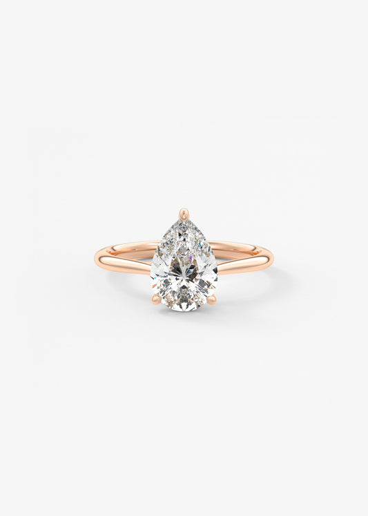 Pear Hidden Halo/ Cathedral Lab Grown Diamond Engagement Ring