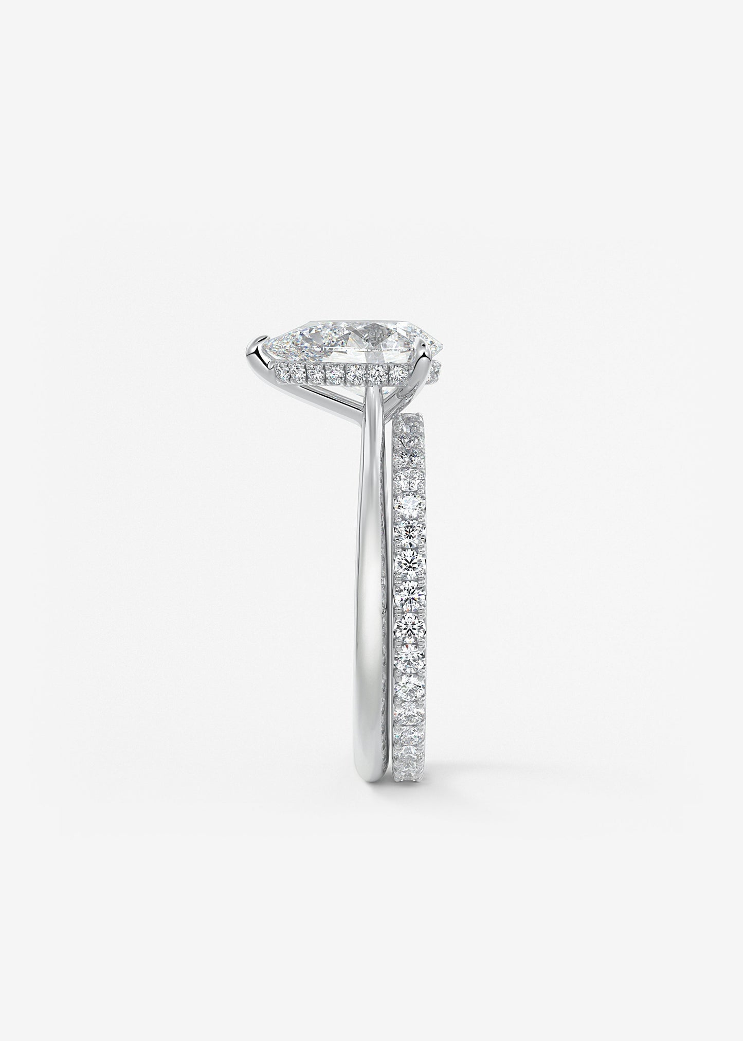 Pear Hidden Halo/ Cathedral Lab Grown Diamond Engagement Ring