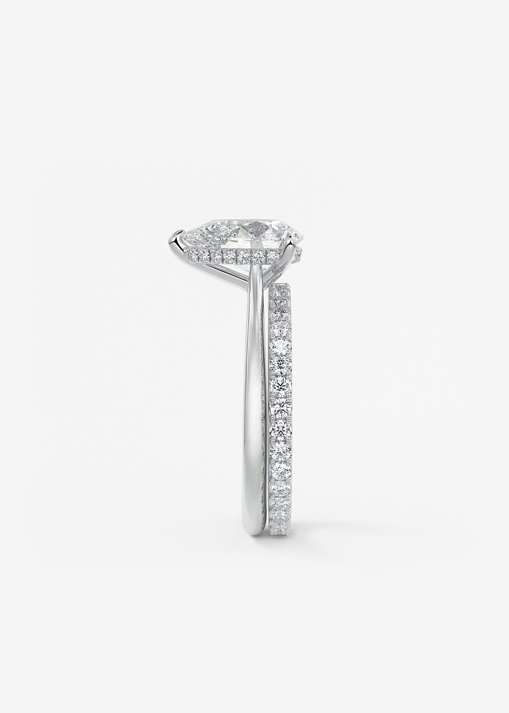 Pear Hidden Halo/ Cathedral Lab Grown Diamond Engagement Ring