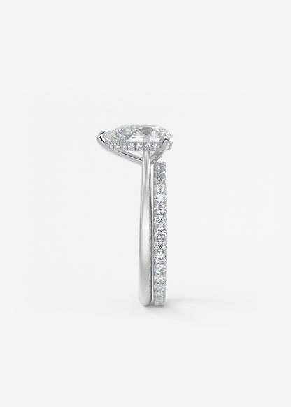 Pear Hidden Halo/ Cathedral Lab Grown Diamond Engagement Ring