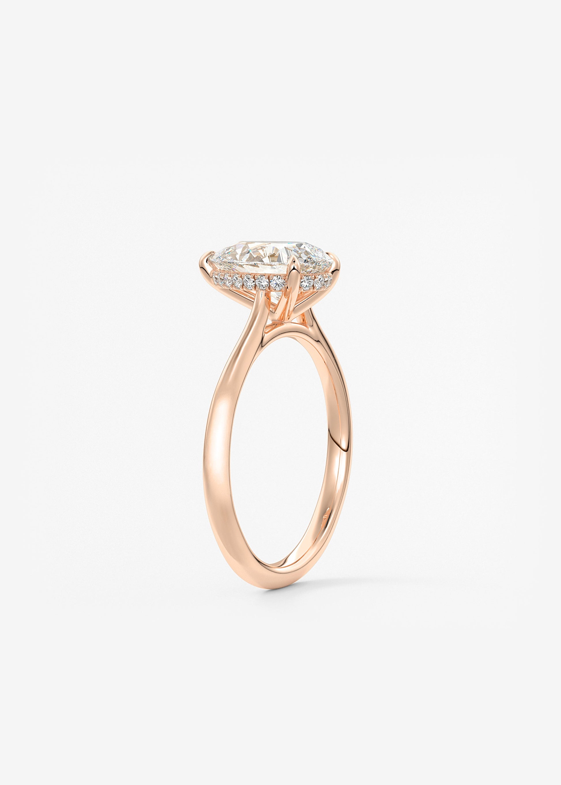 Pear Hidden Halo/ Cathedral Lab Grown Diamond Engagement Ring