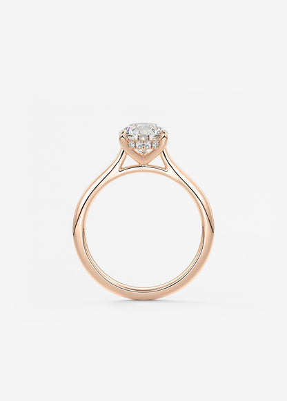 Pear Hidden Halo/ Cathedral Lab Grown Diamond Engagement Ring