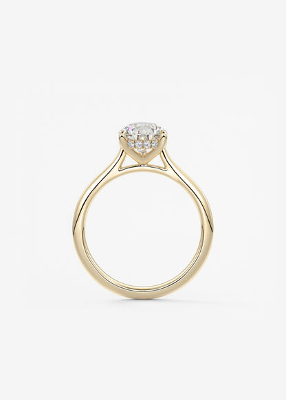 Pear Hidden Halo/ Cathedral Lab Grown Diamond Engagement Ring