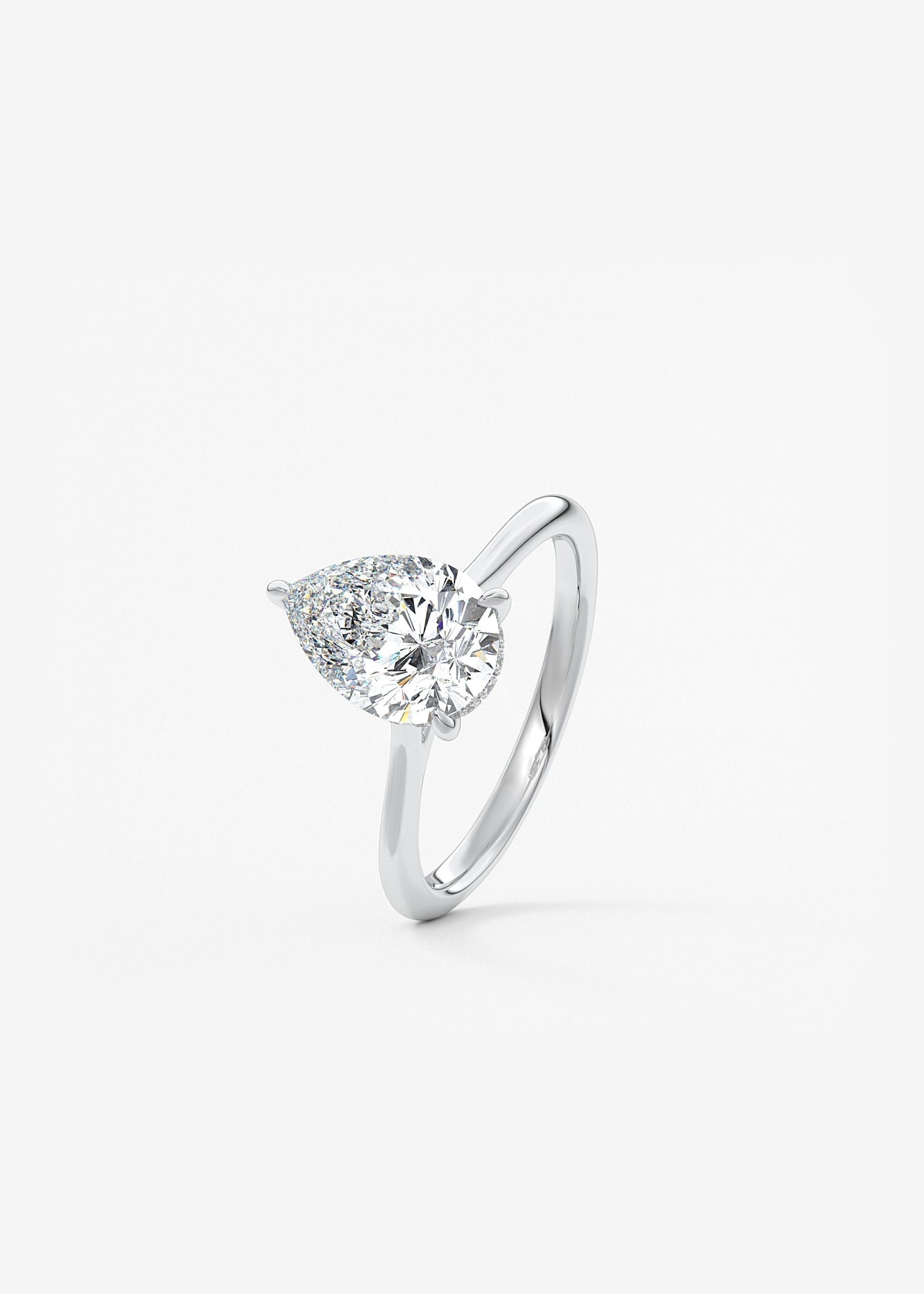 Pear Hidden Halo/ Cathedral Lab Grown Diamond Engagement Ring