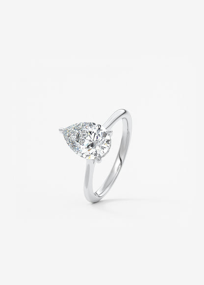 Pear Hidden Halo/ Cathedral Lab Grown Diamond Engagement Ring