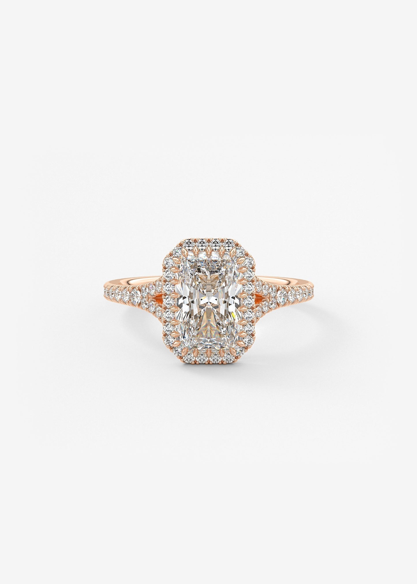 Radiant Halo & Pave , Split Shank Lab Grown Diamond Engagement Ring
