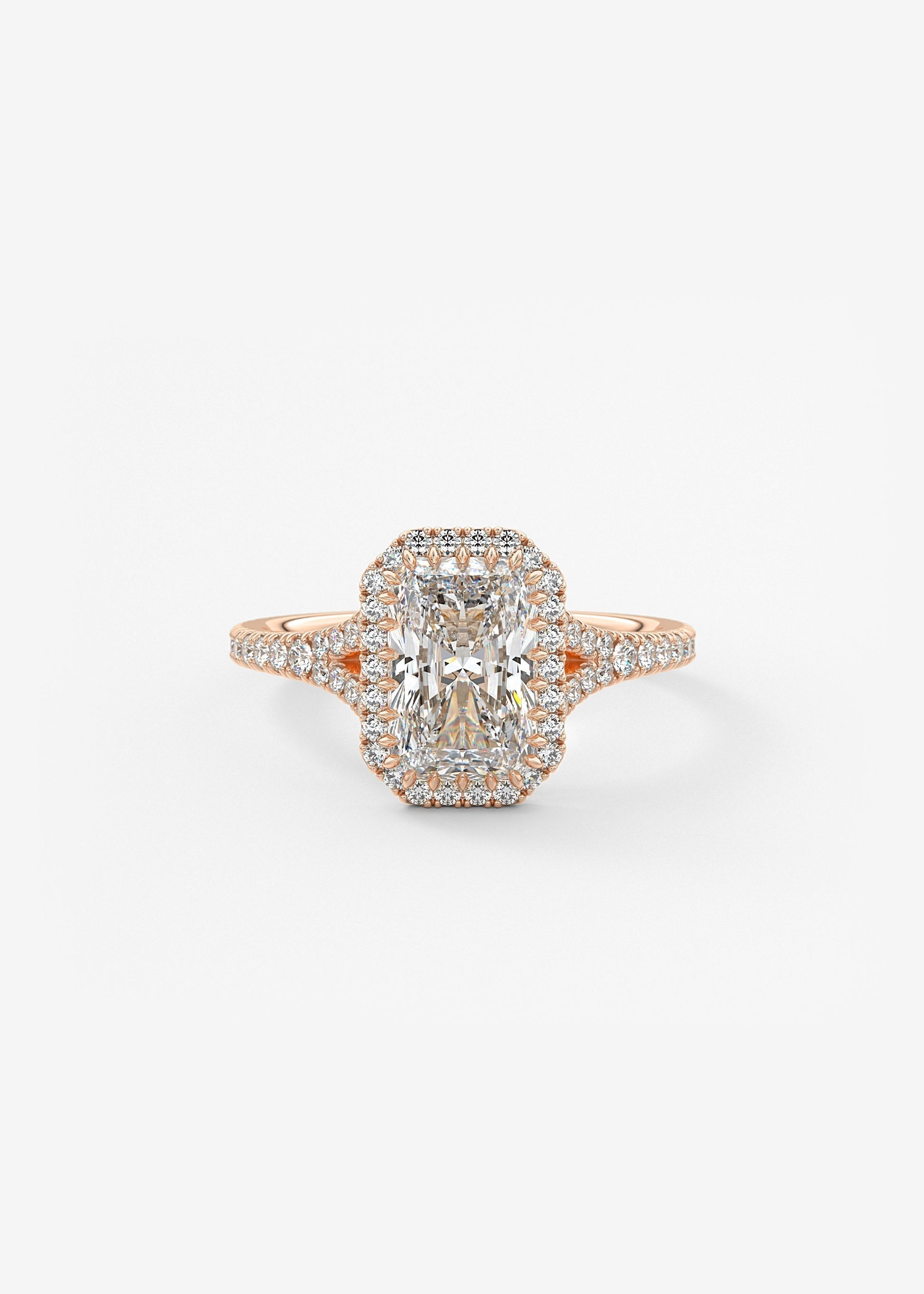 Radiant Halo & Pave , Split Shank Lab Grown Diamond Engagement Ring