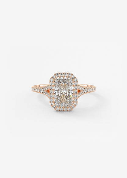 Radiant Halo & Pave , Split Shank Lab Grown Diamond Engagement Ring