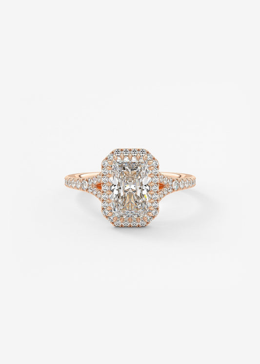 Radiant Halo & Pave , Split Shank Lab Grown Diamond Engagement Ring